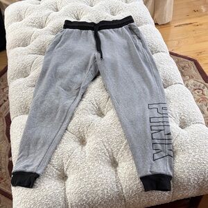 PINK Victoria's Secret Gray Joggers with Black Accents